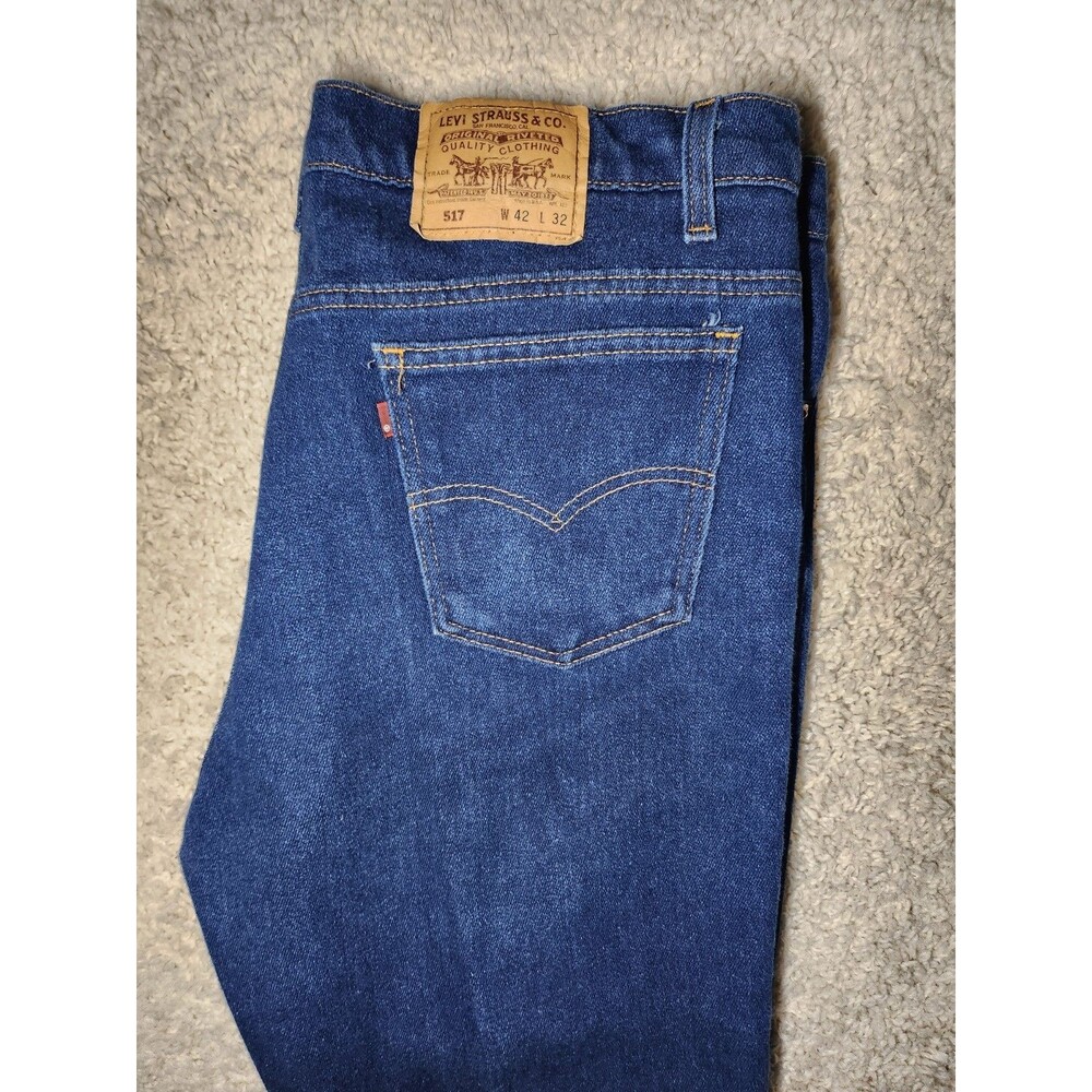 Levi’s 517 Bootcut Jeans Sz 42x32 Blue Denim Vintage 0893 Blank Red Tab ® USA